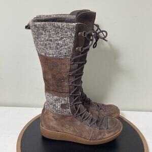 The North Face Shellista Lace II Boots Women 7 Brown Suede Knit Insulated Winter